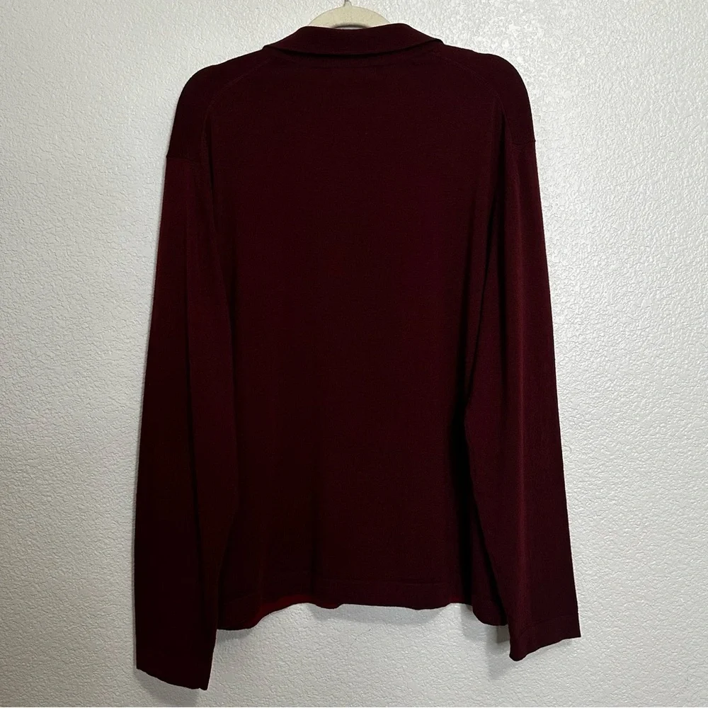 Banana Republic Stretch Merino Blend Maroon Men's Long Sleeves Polos, Size XL